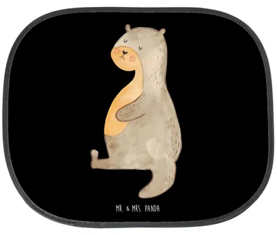 Produktbild von Mr. & Mrs. Panda Scheibenschutz Auto Otter Bauch - Schwarz - Geschenk, fenster sonnenschutz, Satt, Sportmuffel, Essen. Foodlover, voll Gefuttert, Sonnenblende, dick, Pkw