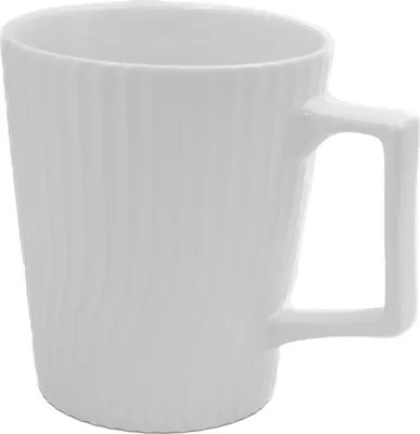 Zdjęcie produktu dla Kubek do kawy Intirilife w kolorze białym o pojemności 400 ml - 12,5 x 7,1 / 9,4 x 10,5 cm - Kubek do herbaty z rowkowanym wzorem, kubek z uchwytem, kubek do picia kawy, herbaty, mleka, kakao i wiele więcej