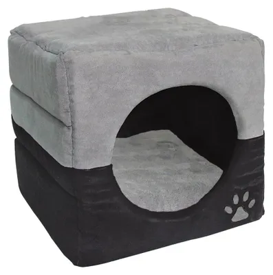 Image de Niche pour chats et chiens Dehner Luca 2 en 1, env. 40 x 40 x 40 cm, polyester, gris