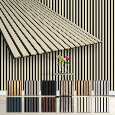 Produktbild von HEXIM Akustikpaneele 278x60cm - flexible Lamellenwand Holz MDF Wandpaneele Lamellenverkleidung Wandverkleidung Innendekoration schalldämmend (1.67m² Palomino)