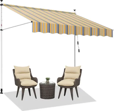 Produktbild von TolleTour Klemmmarkise Markise Balkon UV-beständig wasserdicht Gelb Blau 400cm