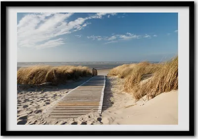 Produktbild von Bild - Bilderrahmen - 100 cm x 70 cm - MDF - Rahmen - Foto - Wandkunst Der Weg zum Strand