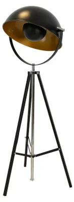 Image de Lampe sur pied en acier noir et en acier doré poli, modèle 8105