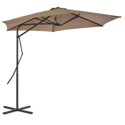 Image de vidaXL Parasol avec mât en acier 300 cm Taupe