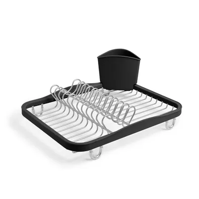 Produktbild von Umbra Kitchen & Entertaining Sinkin Abtropfschale, Geschirrabtropfgestell, Abtropfgestell, Abtropfgitter, Abtropfständer, Abtropfkorb, Geschirr, Abnehmbarer Besteckhalter, Metall / Gummi, Smoke / Nickel, 330065744