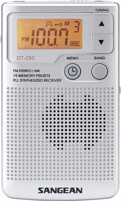 Produktbild von Sangean DT-250, AM, FM, MW, 87,5 - 108 MHz, 520 - 1710 kHz, 4 Ohm, 3,49 cm (1.38"), Silber