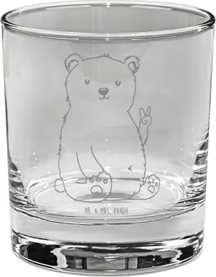 Produktbild von Mr. & Mrs. Panda Glas Eisbär Faul - Transparent - Geschenk, Homeoffice, Tumbler, Trinkglas, Entspannen, Bär, Teddybär, Longdrinkglas, Büro, Cocktailglas, Arbeit, gravur