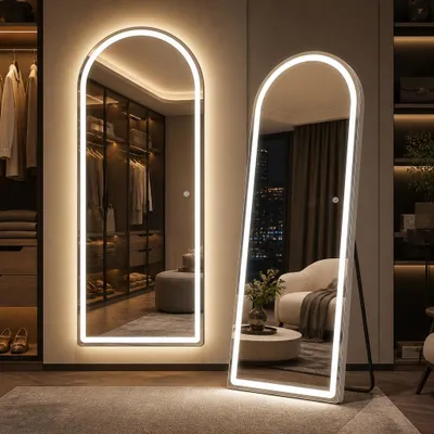 LED-Fullbody-Spiegel 165x60 cm, 3 Lichtfarben, dimmbar, Touch-Schalter