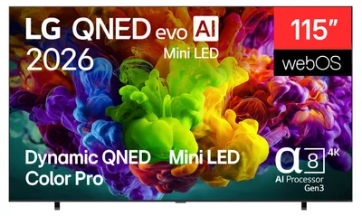 Produktbild von LG 115QNED93B6, 2,92 m (115"), 3840 x 2160 Pixel, LED, Smart-TV, WLAN, Schwarz