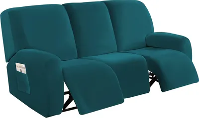 Obrázek produktu pro Topchances Stretch Cover pro polohovací křeslo, kryt polohovacího křesla, potah křesla pro TV křeslo s boční kapsou, 3-sedák, zelený