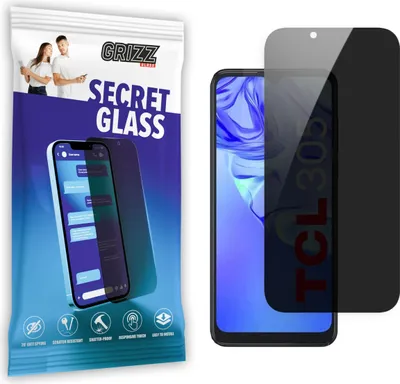 Zdjęcie produktu dla Ochraniacz ekranu GrizzGlass SecretGlass Privacy dla TCL 305 - Czarny