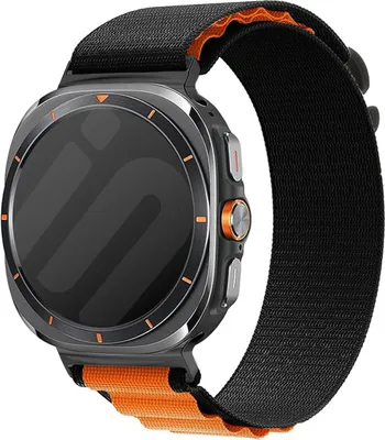 Produktbild von Strap-it Alpine Nylonband - passend für die Samsung Galaxy Watch Ultra / Ultra 2025 (schwarz/orange)