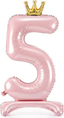 Produktbild von Folien-Standballon Zahl "5", 84 cm, hellrosa