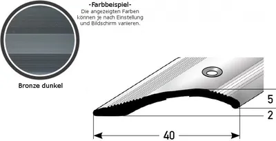 Produktbild von Ausgleichsprofil / Anpassungsprofil "Creston",  Ausgleich: 2 - 16 mm, 40 mm breit, Aluminium eloxiert, gebohrt / selbstklebend-bronze dunkel-2700-gebohrt