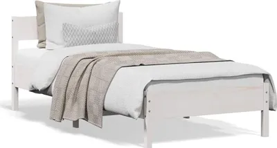 Image de vidaXL Lit en pin massif sans matelas blanc 90x190 cm