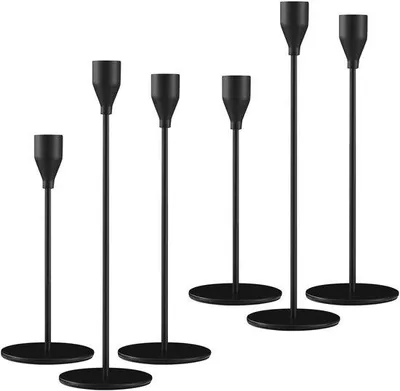 Zdjęcie produktu dla Zestaw 6 metalowych świeczników, 33/29/23 cm, stożkowe, dekoracja w stylu vintage, ślub, romantyczna kolacja, rocznica, przyjęcie weselne
