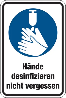 Produktbild von Dreifke® Gebotsschild, Kombischild, Hände desinfizieren nicht vergessen - pra...