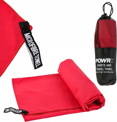 Zdjęcie produktu dla Ręcznik z mikrofibry szybkoschnący 152x76cm + torba czerwony fitness plaża