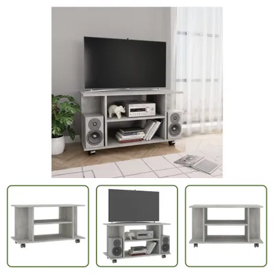 Produktbild von The Living Store TV-Schrank mit Rollen Betongrau 80x40x45 cm Holzwerkstoff