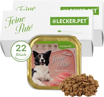 Produktbild von 22 x 150 g Lecker.Pet® Luna's Feine Paté Reich an Pute Hundefutter Nassfutter Vollnahrung