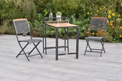 Produktbild von Merxx Gartenmöbel Set Patmos 3tlg., 2 Klappstühle, 1 Balkonklappentisch-Aluminium/Stahl/Akazie