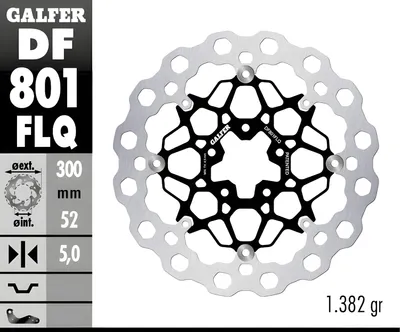 Immagine prodotto di Set di dischi freno Galfer 2x DF801FLQ CUBIQ® flottante anteriore 300x5mm per Husqvarna Svartpilen, KTM Duke R 790 / 801 ccm anno 2018 - 2025