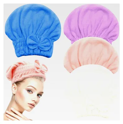 Produktbild von 4 Stück Mikrofaser Haartücher Turban, Trockenhauben für Damen, schnell saugfähige und schnelltrocknende Haarhandtücher für langes, glattes, lockiges und kurzes Haar