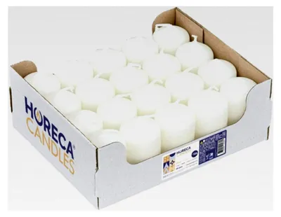 Produktbild von Stumpenkerzen Elfenbein - Ø 4 x 7 cm - 20er Set Blockkerzen - Brenndauer 12 Stunden - Ohne Duft - Kerzen für Haushalt, Feiern und Gastronomie
