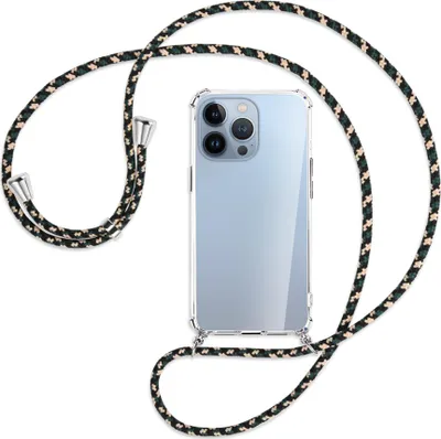 Produktbild von Handykette Backcover-Schutzhülle mit Band (Metall silberfarben) für Apple iPhone 13 Pro Max - camouflage