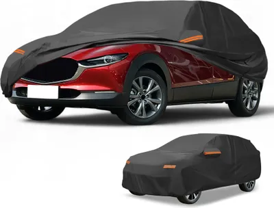 Image de Housse De Voiture ImpermšŠable Toutes Saisons Pour Automobile ExtšŠrieure Anti-Uv Protection Contre Le Soleil Et La Pluie Complššte Pour Mazda Cx-30 Noir Avec Bandes RšŠflšŠchissantes