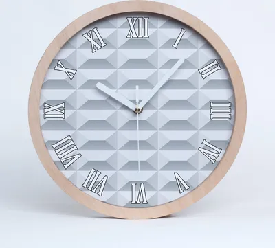 Produktbild von Holzuhr 25fi cm wanduhr - weiße Spitzen - geometrischer Hintergrund