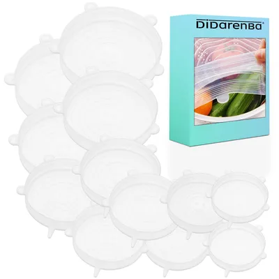 Silikondeckel, 12 Stück, rund, verschiedene Größen, spülmaschinengeeignet