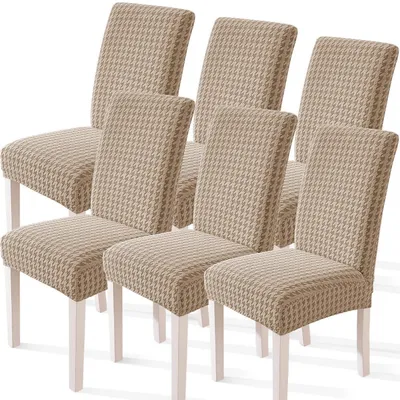 Productafbeelding van Set van 6 stretch stoelhoesjes, elastisch, afneembaar, wasbaar, kleur: kaki