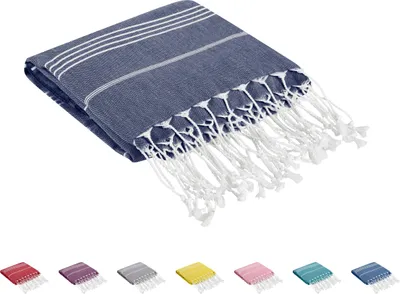 Produktbild von Baumwolle Castle Strandtuch XXL100% Baumwolle Hamamtuch Badetuch Saunatuch Peshtemal 100x180cm , Farbe:Dunkelgrau