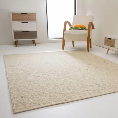 Produktbild von Leutasch Handwebteppich aus 100 % Schurwolle - natur hell, Größe: 300x390 cm