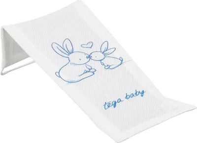 Produktbild von Anatomische Badeliege für Neugeborene, Stoff, weiß, Kaninchen-Design, 42x20 cm, waschbarer Bezug