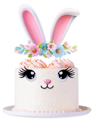 Productafbeelding van Cupcake decoratieset met konijnenoren voor feestelijke taarten
