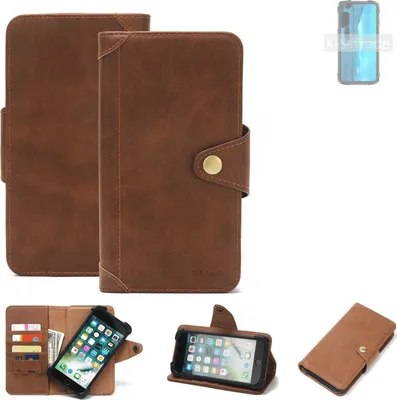 Produktbild von K-S-Trade Handyhülle für Cubot KingKong 7 Schutz Hülle Walletcase Bookstyle Tasche Case Handytasche Wallet Flipcase Cover PolyurethanBraun (1x)