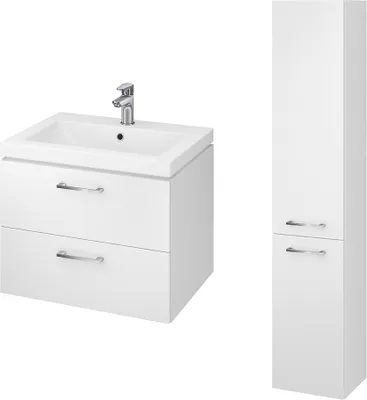 Produktbild von BADLAND Badmöbel Set LARA COMO 60 Waschbecken-Unterschrank mit Hochschrank 150x30x25, 2-Türen, Weiß