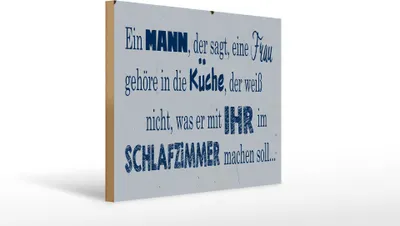 Produktbild von Holzschild  ein Mann der sagt Frau in Küche, 40 x 30 cm, Holzschilder Spruch Küche