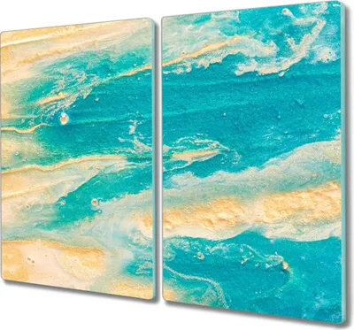 Produktbild von Coloray Kochplattenabdeckung Herdabdeckplatte 2x30x52 cm Hackbrett Schneidebrett Küchenbrett - Sand und Wasser