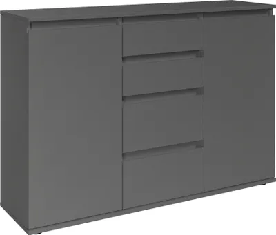 Produktbild von Kommode >Brest< 2 Türen, 4 Schübe, in anthrazit - 119x84x35cm (BxHxT)