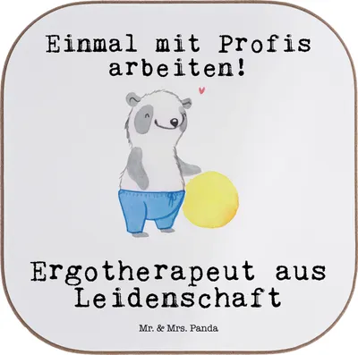 Produktbild von Mr. & Mrs. Panda Untersetzer für Gläser Ergotherapeut Leidenschaft - Weiß - Geschenk, Glas, Coaster, Ausbildung, gläseruntersetzer, Witzig, Beruf, Spruch, Lustig