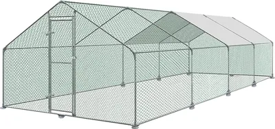 Produktbild von UISEBRT Outdoor Hühnerhaus Hühnerstall 3 x 8 x 2 m Dach Freilaufgehege Geflügelstall mit PE Verzinkter Stahlrahmen