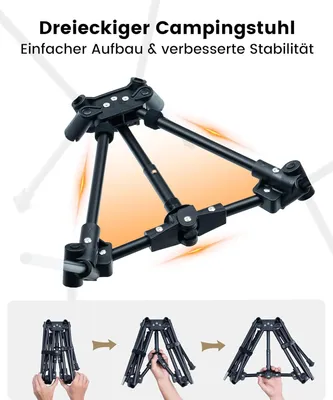 Produktbild von Campingstuhl - Klappstuhl - Zusammenklappbar - Faltbar - Dreieckiger Rahmen - 150 kg - Coyote-Braun
