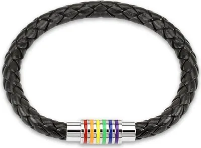 Produktbild von Lederarmband „Regenbogen Gay Schmuck“: Herren Armband mit Magnetverschluss