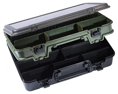 Produktbild von Tacklebox Alleskönner 38x13x28 cm, Oliv und Schwarz, 2 variabel gestaltbare Hauptfächer