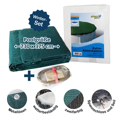 Produktbild von Abdeckplane für 730x375cm Acht-/Oval Pools und Schwimmbecken - 94 g/m² Winterschutz und Ganzjahresabdeckung