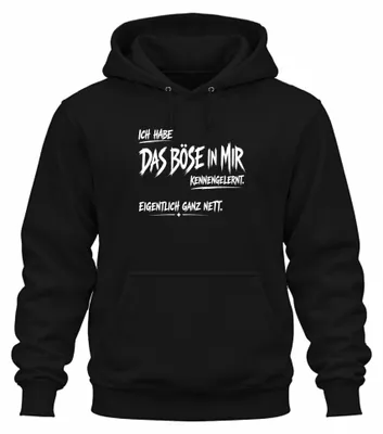 Productafbeelding van "Ik heb het kwaad in me" - Statement, sarcasme, ironie, humor - Hoodie, zwart, maat L