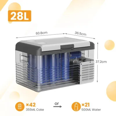 Produktbild von Tragbare Kühlbox - Kompressor Kühlschrank Gefrierbox 12V - 28 L Volumen - 12/24 V DC & 100–240 V AC - für Auto, Camping, Wohnmobil - 28L